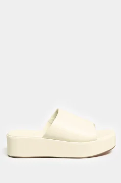 Limited Collection Limited Collection White Platform Mule Sandals In E Wide Fit & Eee Extra Wide Fit