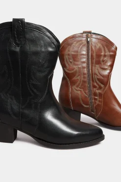 Limited Collection Limited Collection Brown Cowboy Ankle Boots In Extra Wide Eee Fit