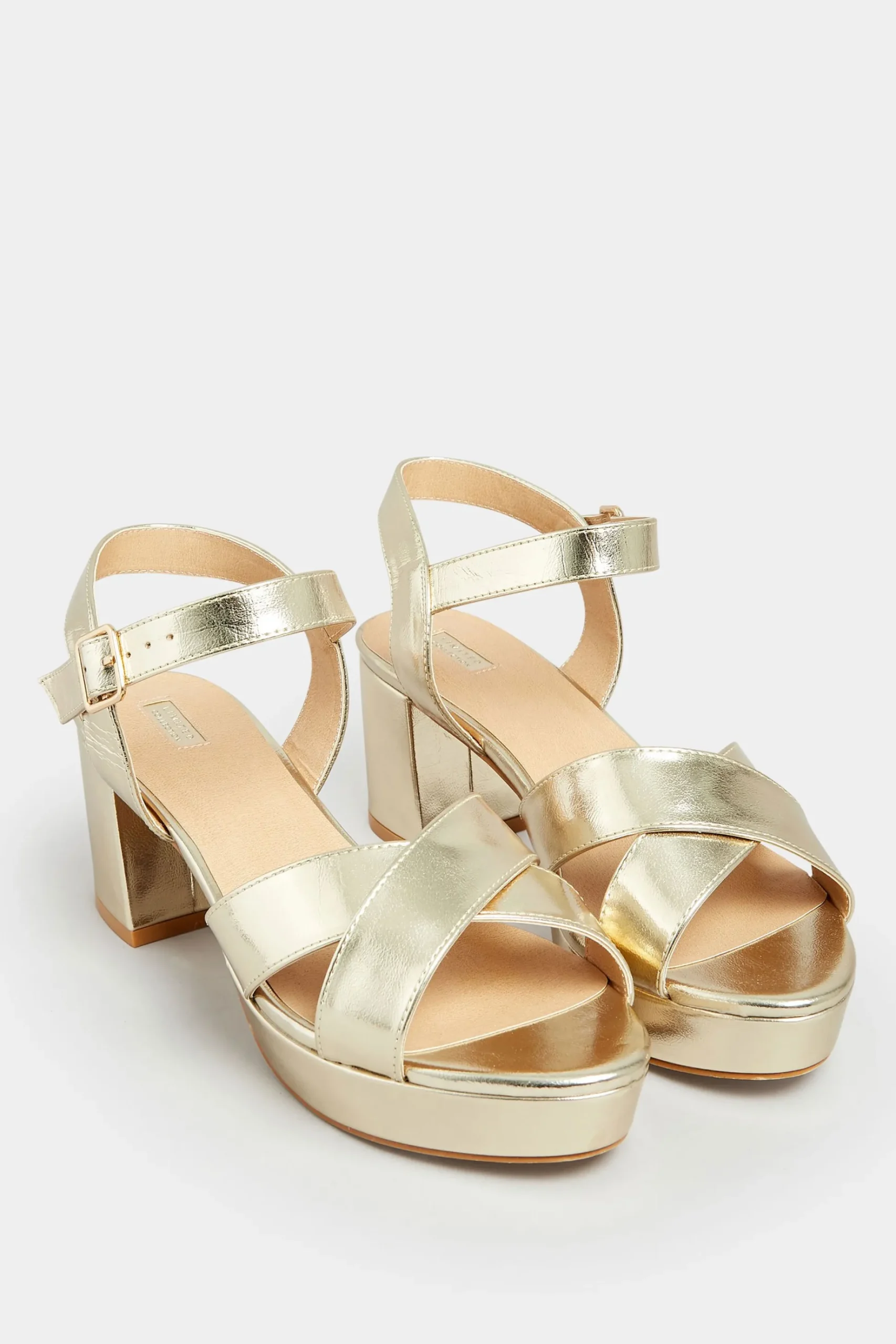 Limited Collection Limited Collection Gold Metallic Platform Heels In Wide E Fit & Extra Wide Eee Fit