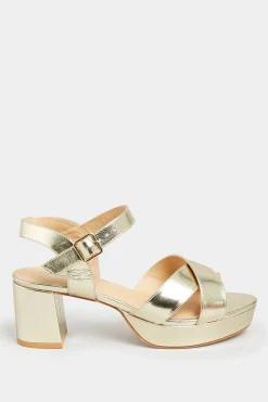 Limited Collection Limited Collection Gold Metallic Platform Heels In Wide E Fit & Extra Wide Eee Fit