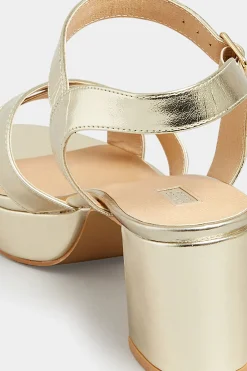 Limited Collection Limited Collection Gold Metallic Platform Heels In Wide E Fit & Extra Wide Eee Fit
