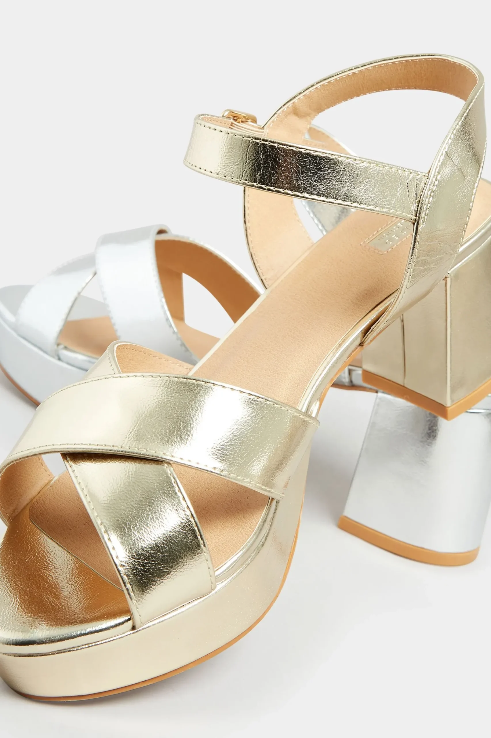 Limited Collection Limited Collection Gold Metallic Platform Heels In Wide E Fit & Extra Wide Eee Fit