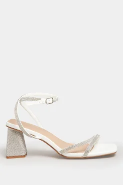 Limited Collection Limited Collection White Diamante Strappy Heel Sandals In Wide E Fit & Extra Wide Eee Fit