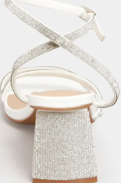 Limited Collection Limited Collection White Diamante Strappy Heel Sandals In Wide E Fit & Extra Wide Eee Fit