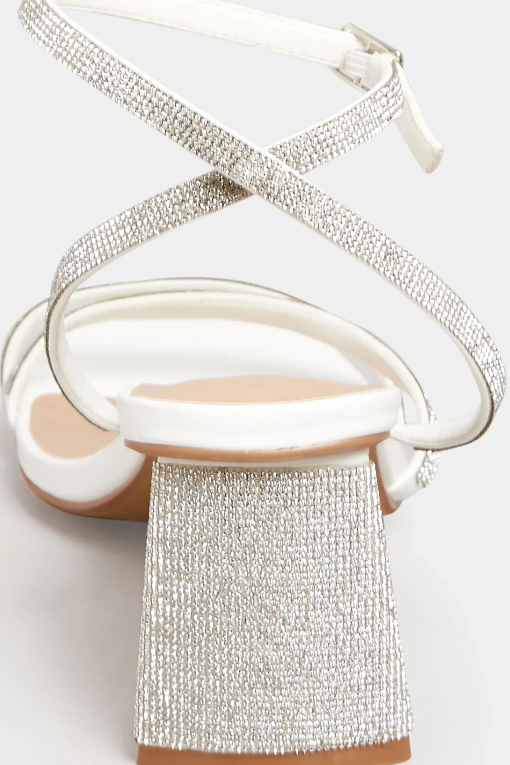 Limited Collection Limited Collection White Diamante Strappy Heel Sandals In Wide E Fit & Extra Wide Eee Fit