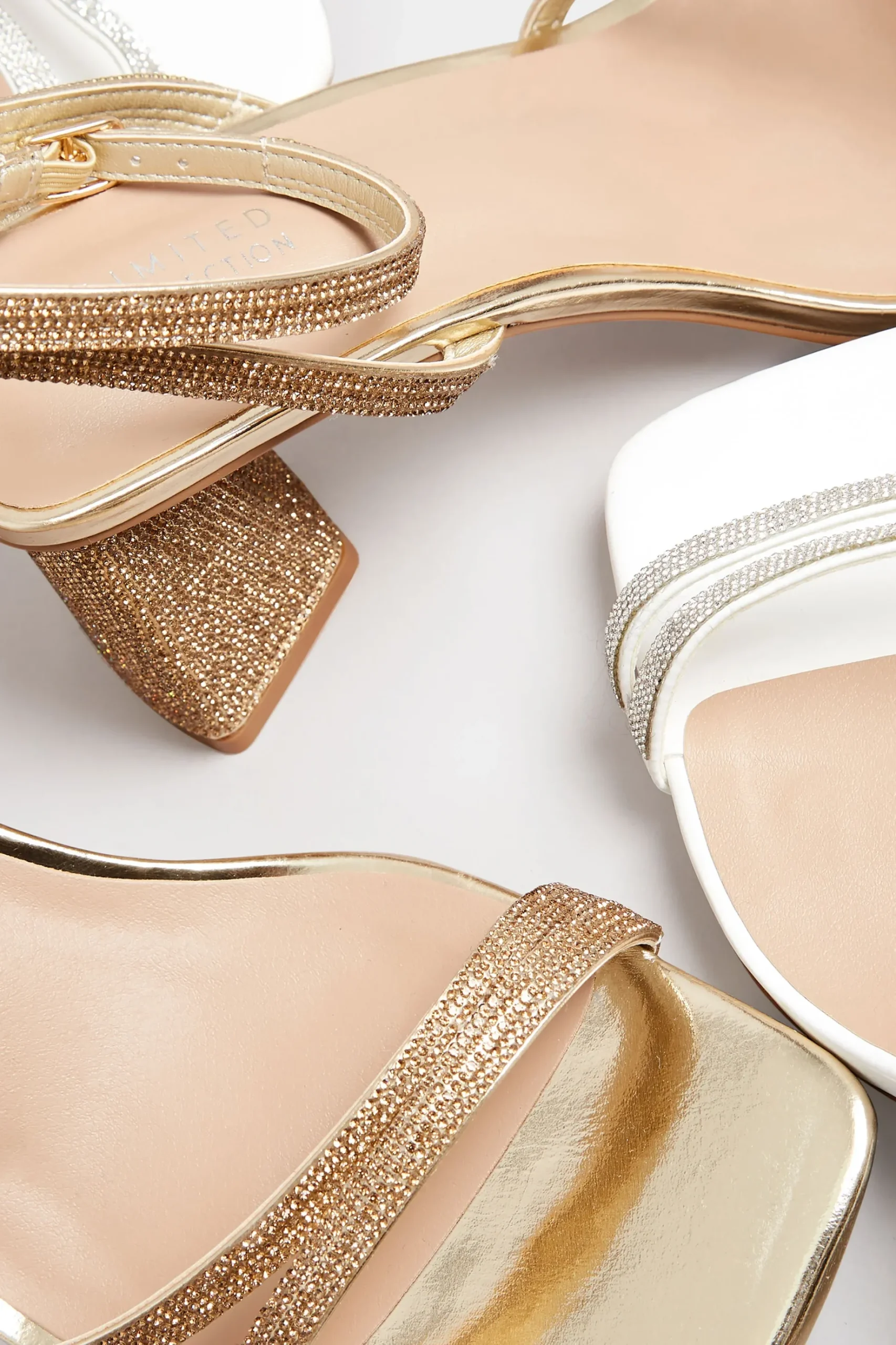 Limited Collection Limited Collection White Diamante Strappy Heel Sandals In Wide E Fit & Extra Wide Eee Fit