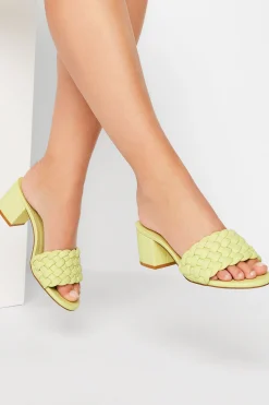 Limited Collection Limited Collection Green Plaited Mule In Wide E Fit & Extra Wide Eee Fit