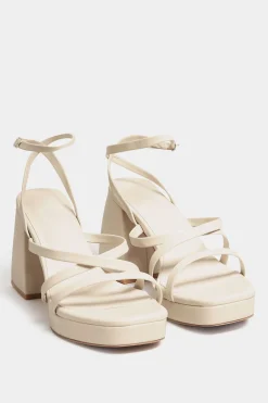 Limited Collection Limited Collection Cream Strappy Platform Block Heel Sandals In Wide E Fit & Extra Wide Eee Fit