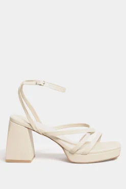 Limited Collection Limited Collection Cream Strappy Platform Block Heel Sandals In Wide E Fit & Extra Wide Eee Fit
