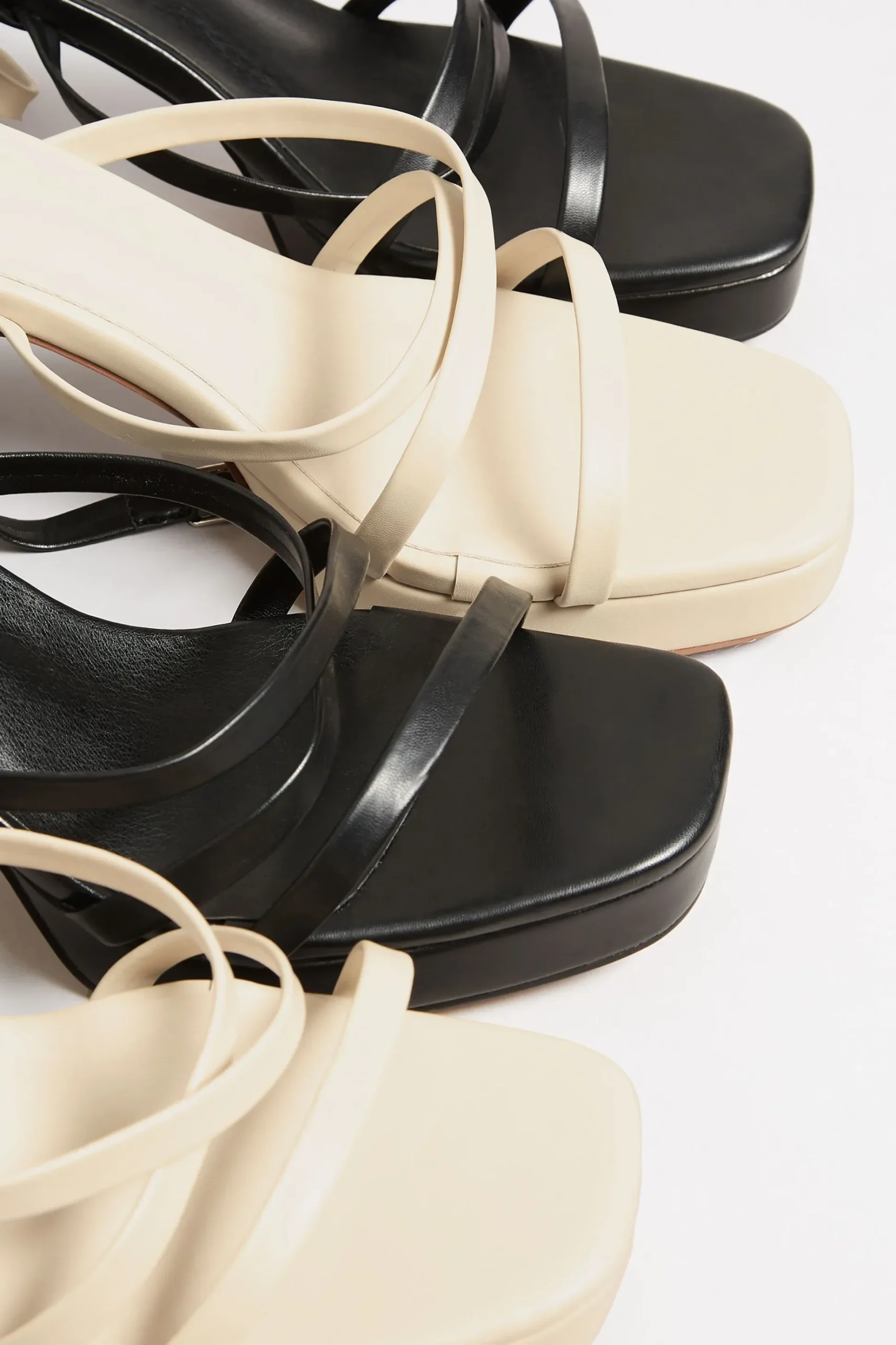 Limited Collection Limited Collection Cream Strappy Platform Block Heel Sandals In Wide E Fit & Extra Wide Eee Fit