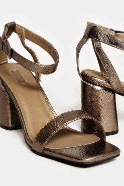 Limited Collection Limited Collection Brown Snake Print 2 Part Block Heel Sandals In Wide E Fit & Extra Wide Eee Fit