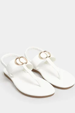 Limited Collection Limited Collection White & Gold Double Ring Sandals In Wide E Fit & Extra Wide Eee Fit