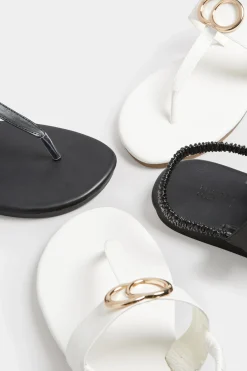Limited Collection Limited Collection White & Gold Double Ring Sandals In Wide E Fit & Extra Wide Eee Fit