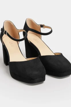 Limited Collection Limited Collection Black Platform Court Shoes In Extra Wide Eee Fit