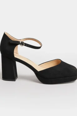Limited Collection Limited Collection Black Platform Court Shoes In Extra Wide Eee Fit