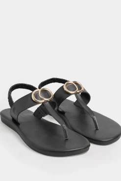 Limited Collection Limited Collection Black & Gold Double Ring Sandals In Wide E Fit & Extra Wide Eee Fit