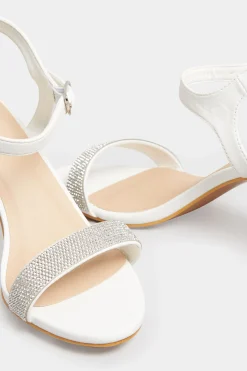 Limited Collection Limited Collection White Diamante Block Heel Sandal In Wide E Fit & Extra Wide Eee Fit