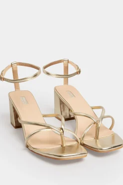 Limited Collection Limited Collection Gold Mid Toe Post Heeled Sandals In Extra Wide Eee Fit
