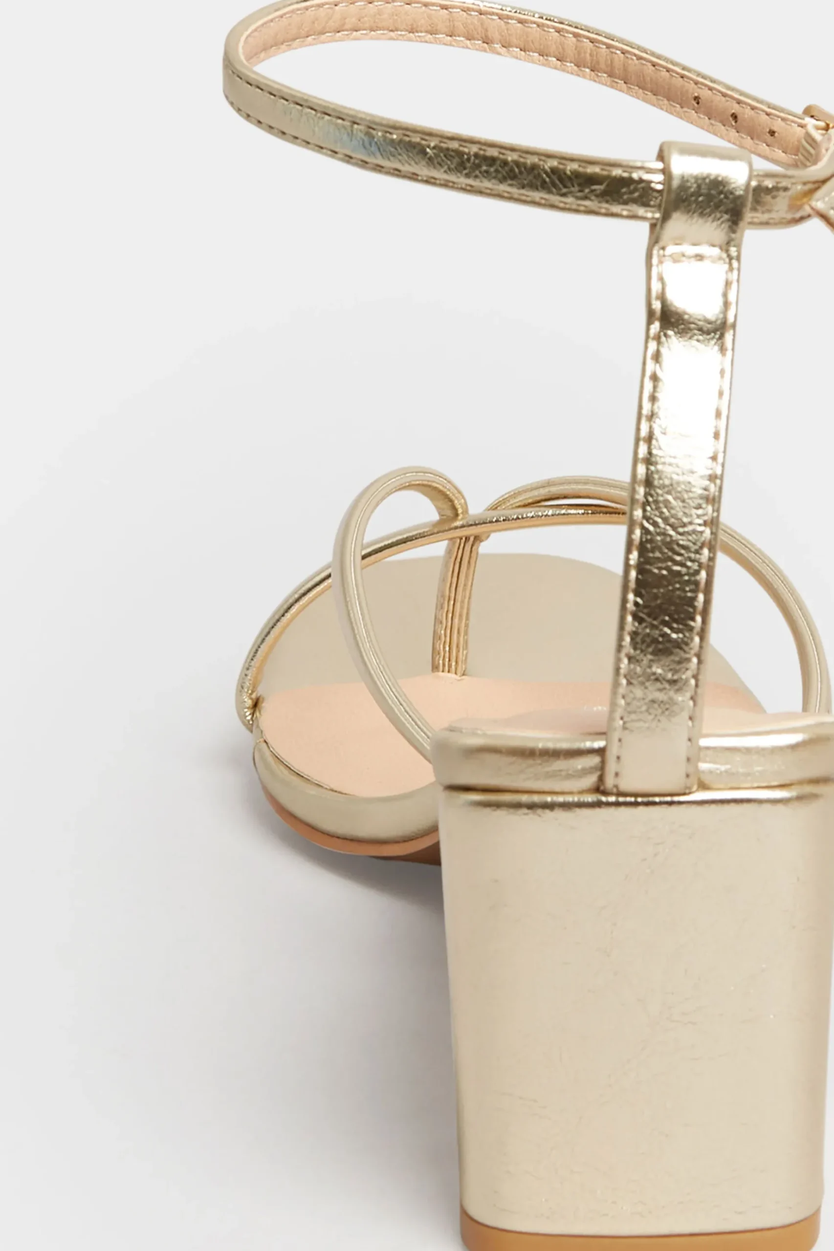 Limited Collection Limited Collection Gold Mid Toe Post Heeled Sandals In Extra Wide Eee Fit