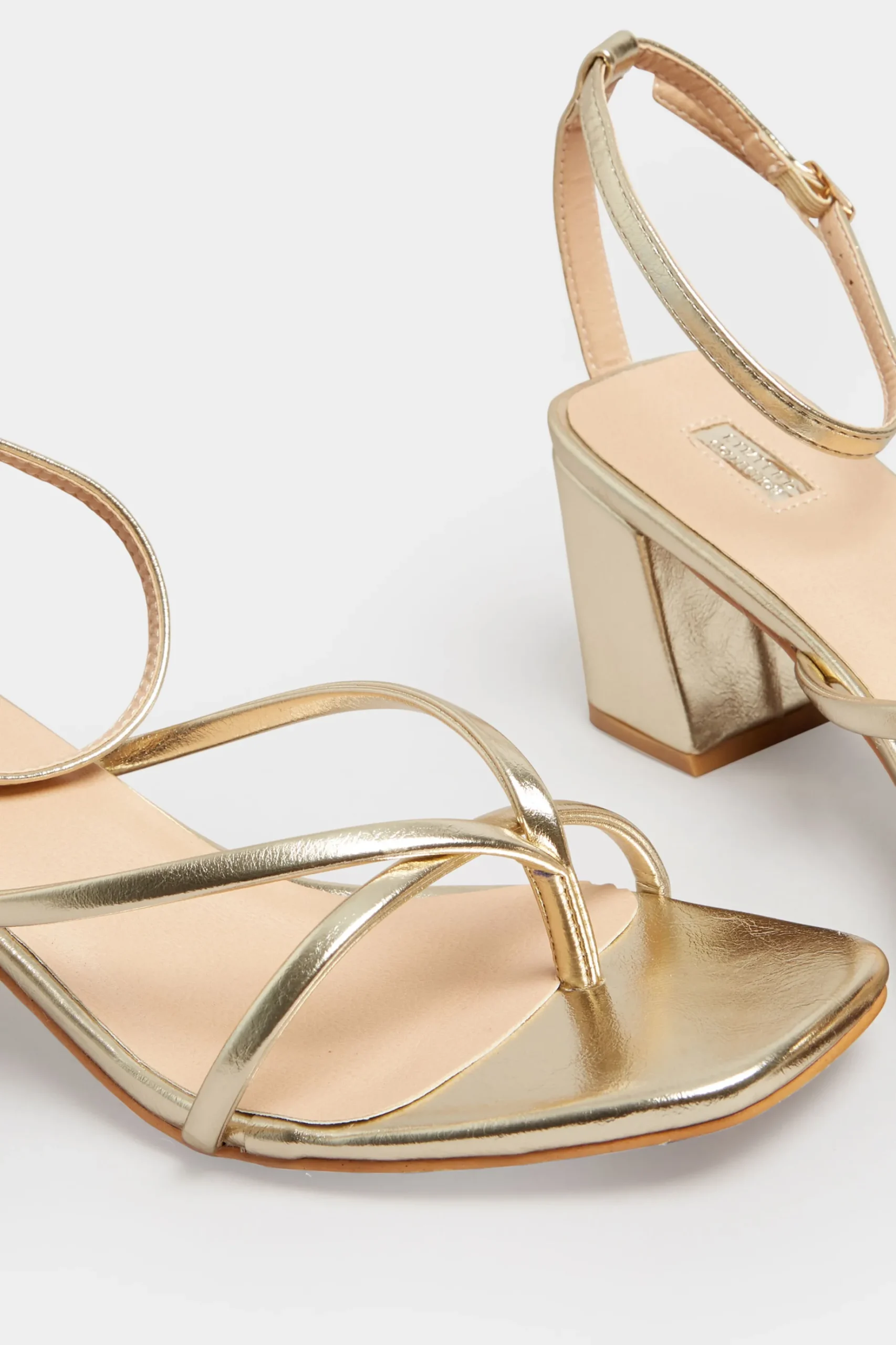 Limited Collection Limited Collection Gold Mid Toe Post Heeled Sandals In Extra Wide Eee Fit