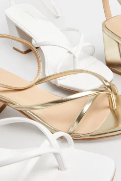 Limited Collection Limited Collection Gold Mid Toe Post Heeled Sandals In Extra Wide Eee Fit