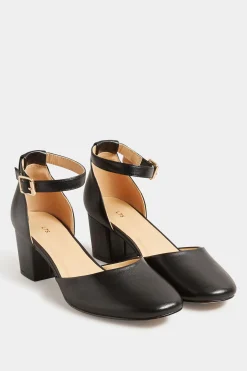Lts Lts Black Two Part Block Heel Court Shoes In Standard Fit
