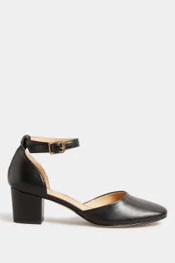 Lts Lts Black Two Part Block Heel Court Shoes In Standard Fit