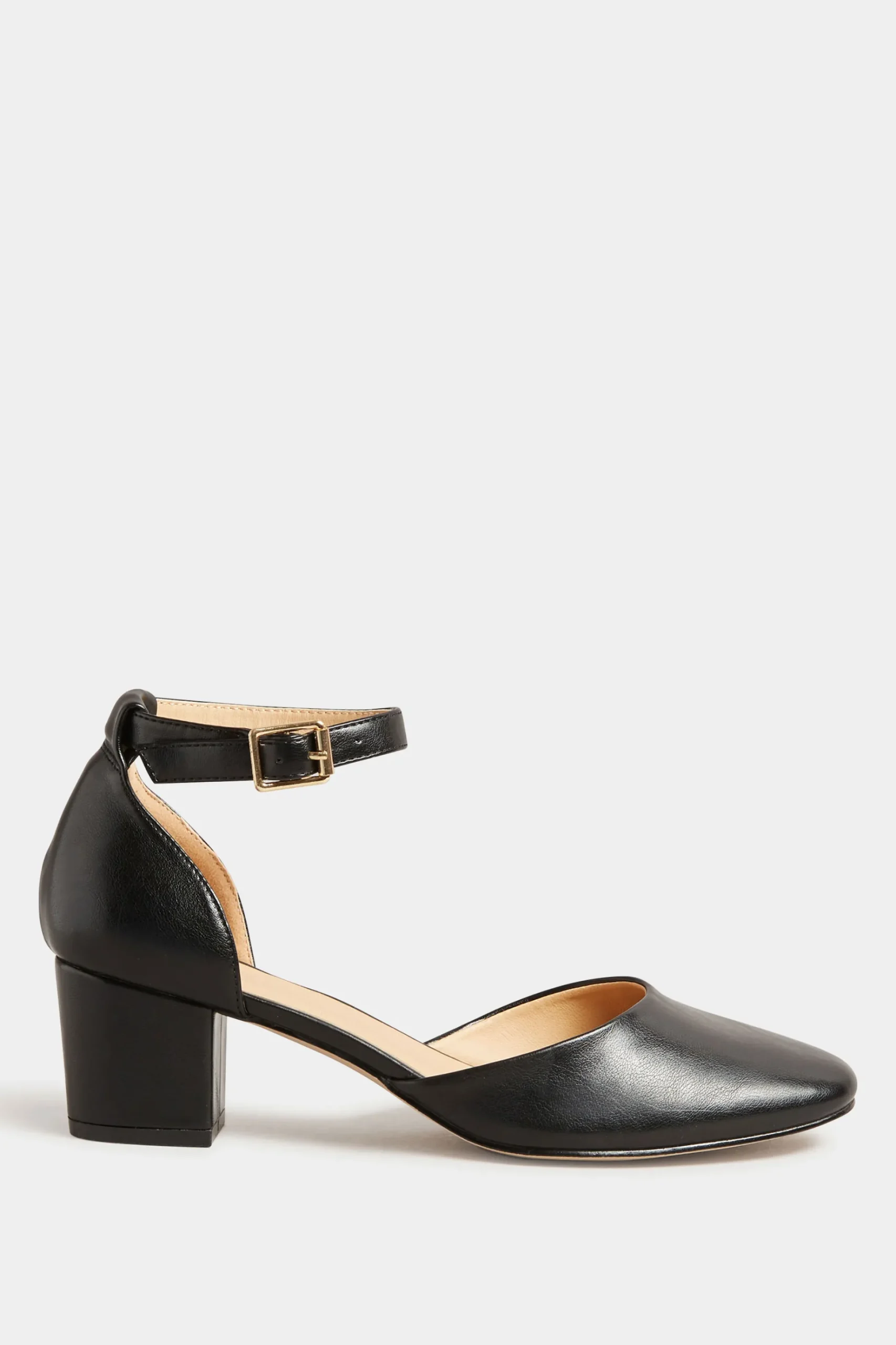 Lts Lts Black Two Part Block Heel Court Shoes In Standard Fit