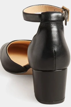 Lts Lts Black Two Part Block Heel Court Shoes In Standard Fit