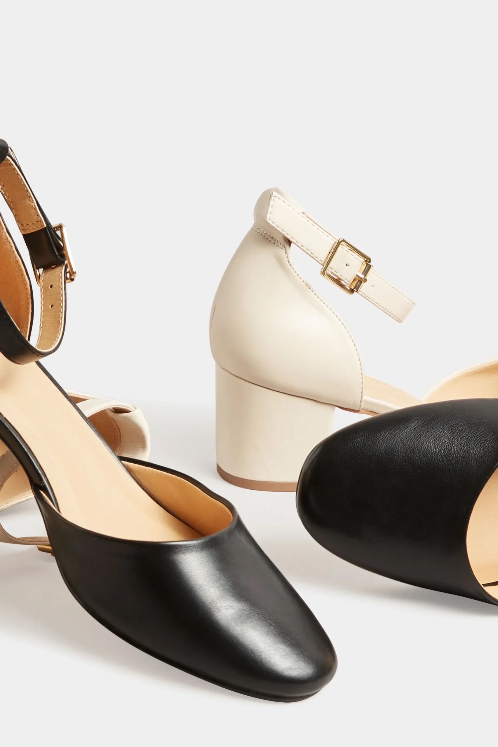 Lts Lts Black Two Part Block Heel Court Shoes In Standard Fit