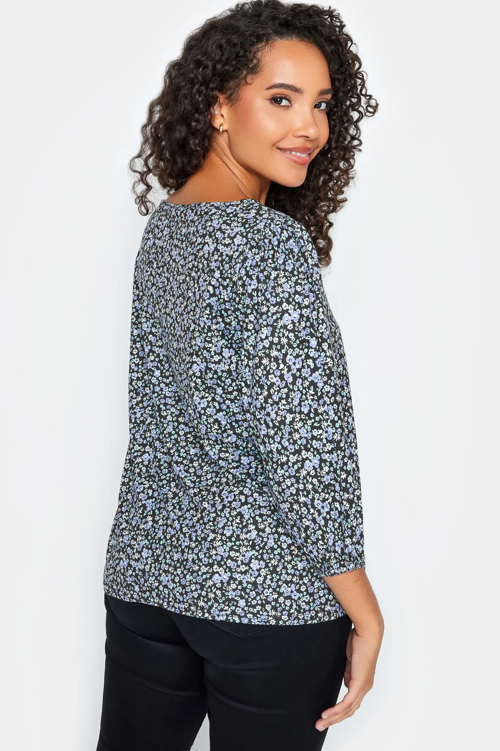 M&Co Petites M&Co Petite Blue Ditsy Floral Print Top