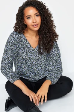 M&Co Petites M&Co Petite Blue Ditsy Floral Print Top