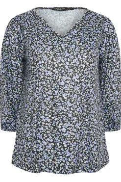 M&Co Petites M&Co Petite Blue Ditsy Floral Print Top