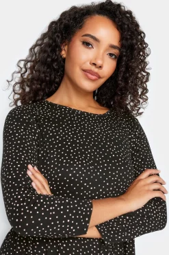 M&Co Petites M&Co Petite Black Spot Print Midi Dress