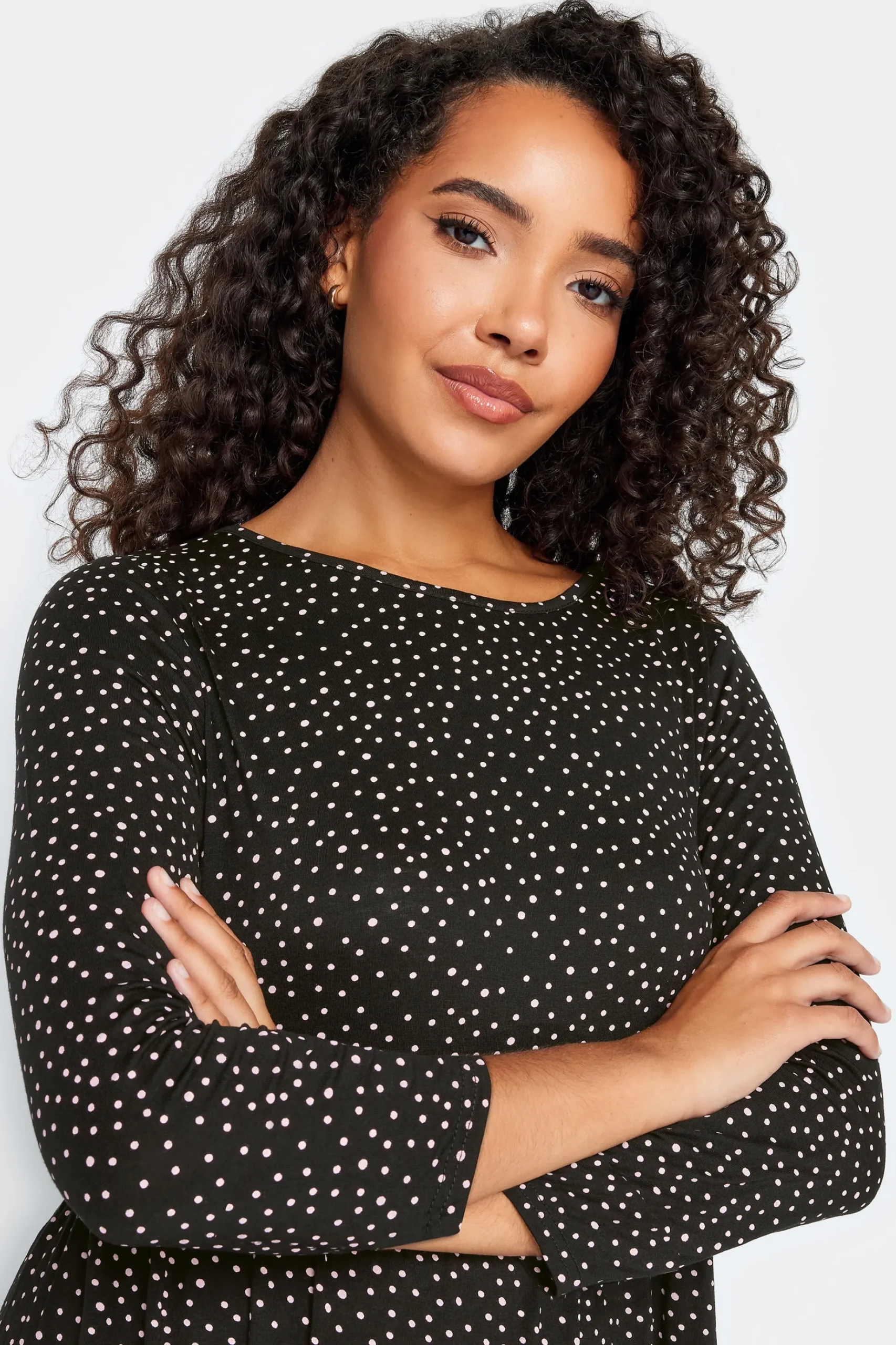 M&Co Petites M&Co Petite Black Spot Print Midi Dress
