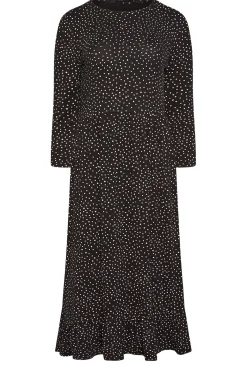M&Co Petites M&Co Petite Black Spot Print Midi Dress