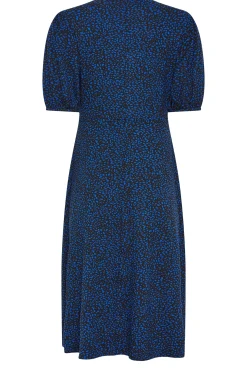 M&Co Petites M&Co Petite Cobalt Blue Dalmatian Print Midi Dress
