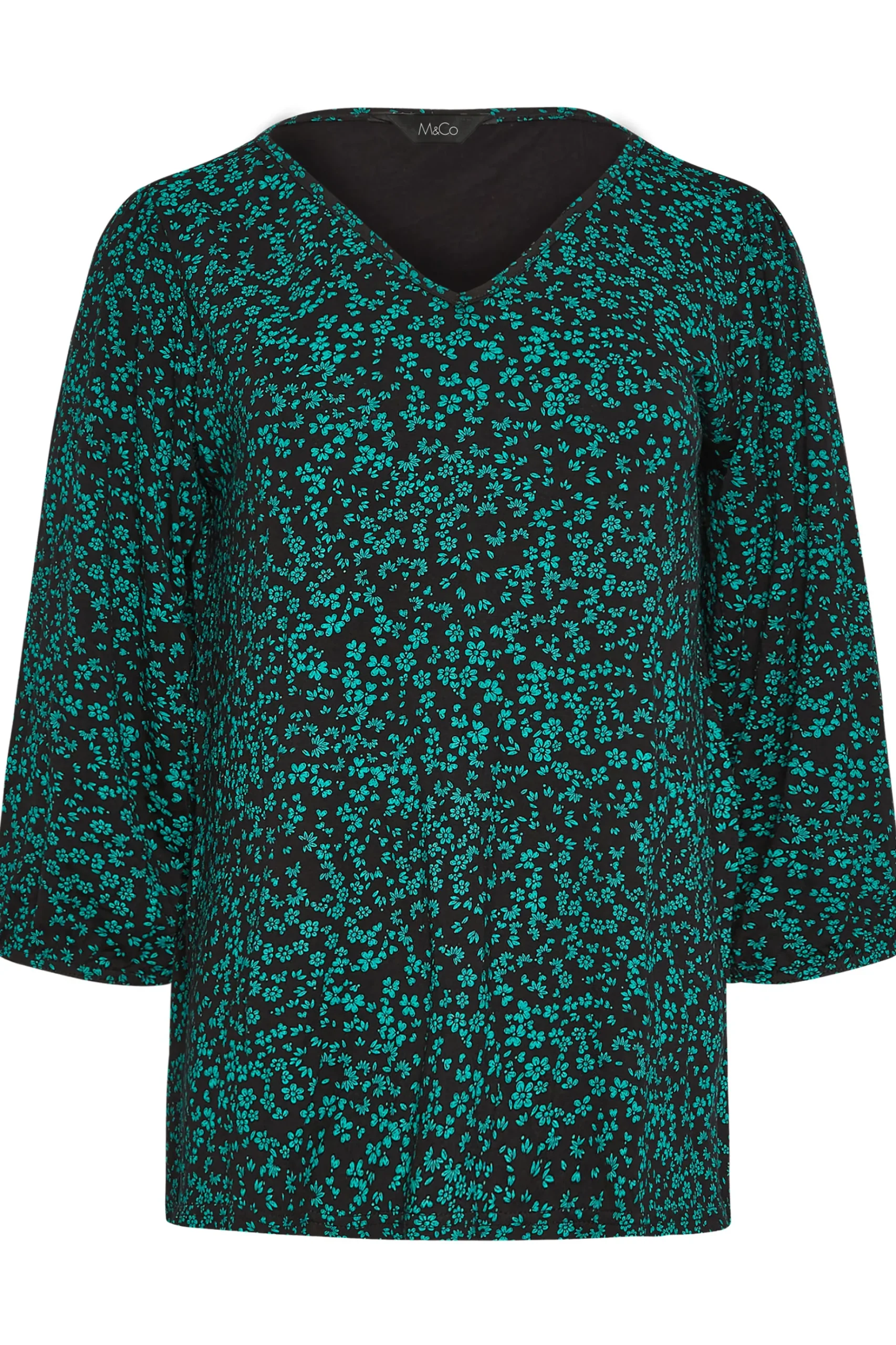 M&Co Petites M&Co Petite Green Ditsy Floral Print Top