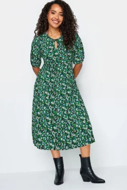 M&Co Petites M&Co Petite Green Ditsy Floral Print Midi Dress