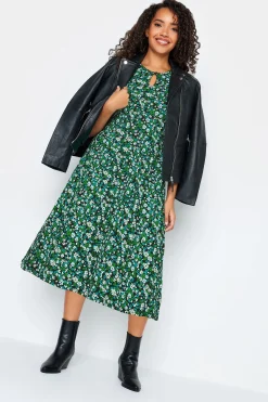 M&Co Petites M&Co Petite Green Ditsy Floral Print Midi Dress