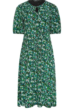 M&Co Petites M&Co Petite Green Ditsy Floral Print Midi Dress