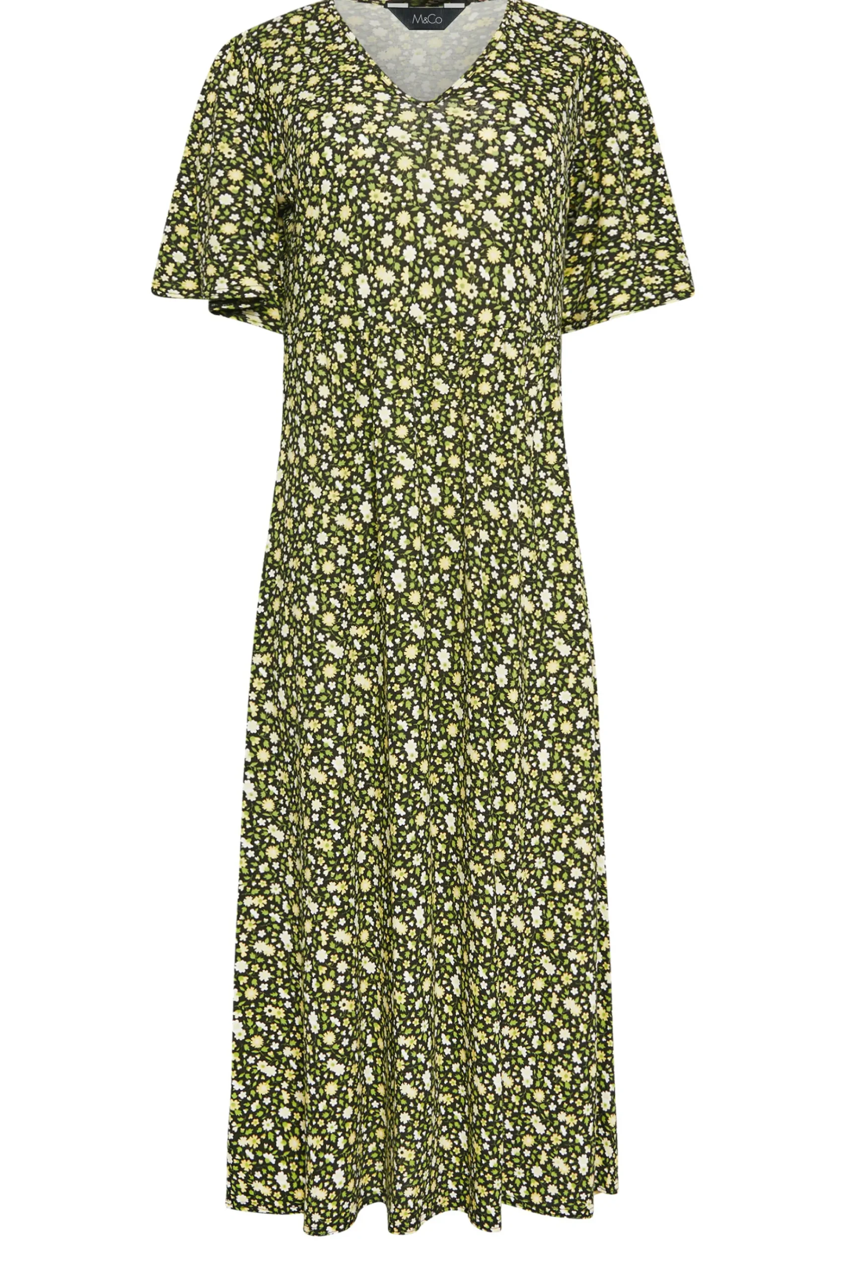 M&Co Petites M&Co Petite Green & Yellow Ditsy Floral Print Dress
