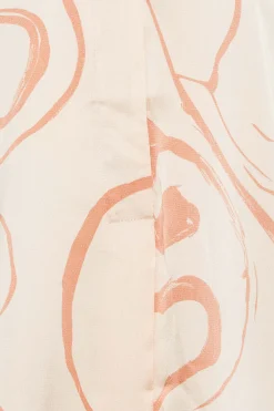 M&Co Womens M&Co Beige Brown Abstract Print 3/4 Sleeve Blouse
