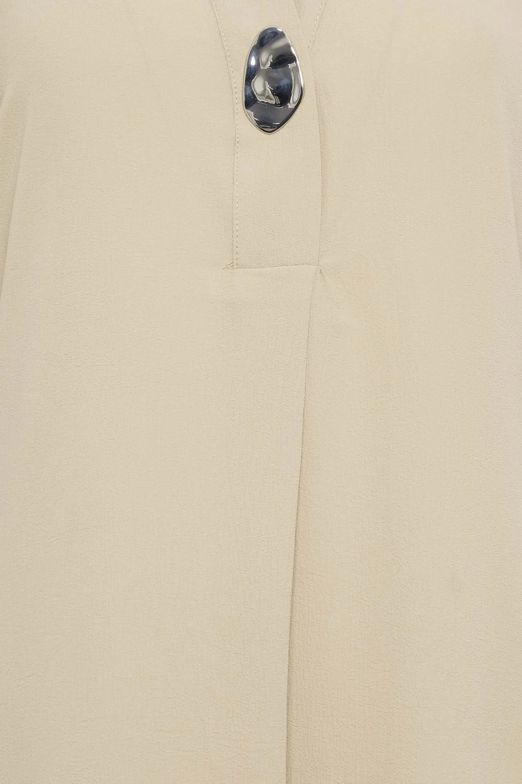 M&Co Womens M&Co Beige Brown Long Sleeve Button Blouse