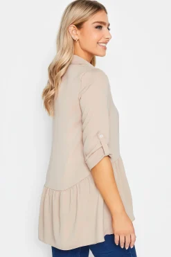 M&Co Womens M&Co Beige Brown Frill Hem Shirt