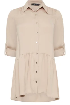 M&Co Womens M&Co Beige Brown Frill Hem Shirt