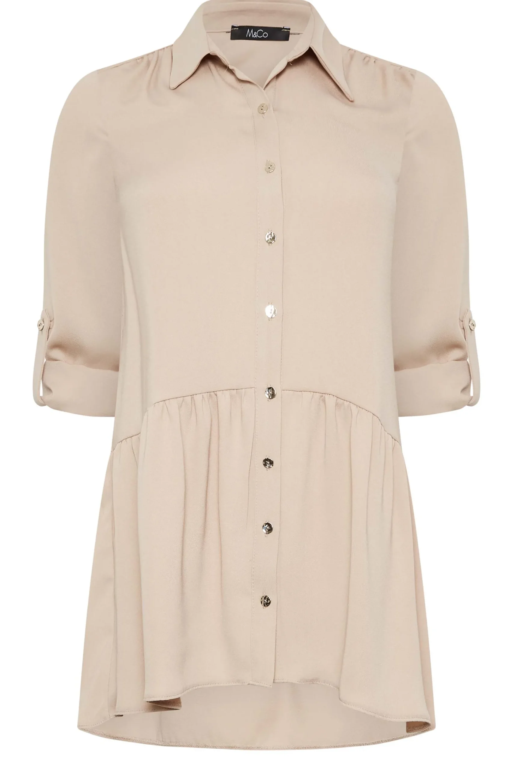 M&Co Womens M&Co Beige Brown Frill Hem Shirt