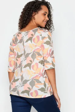 M&Co Womens M&Co Beige Brown Floral Tie Front Top