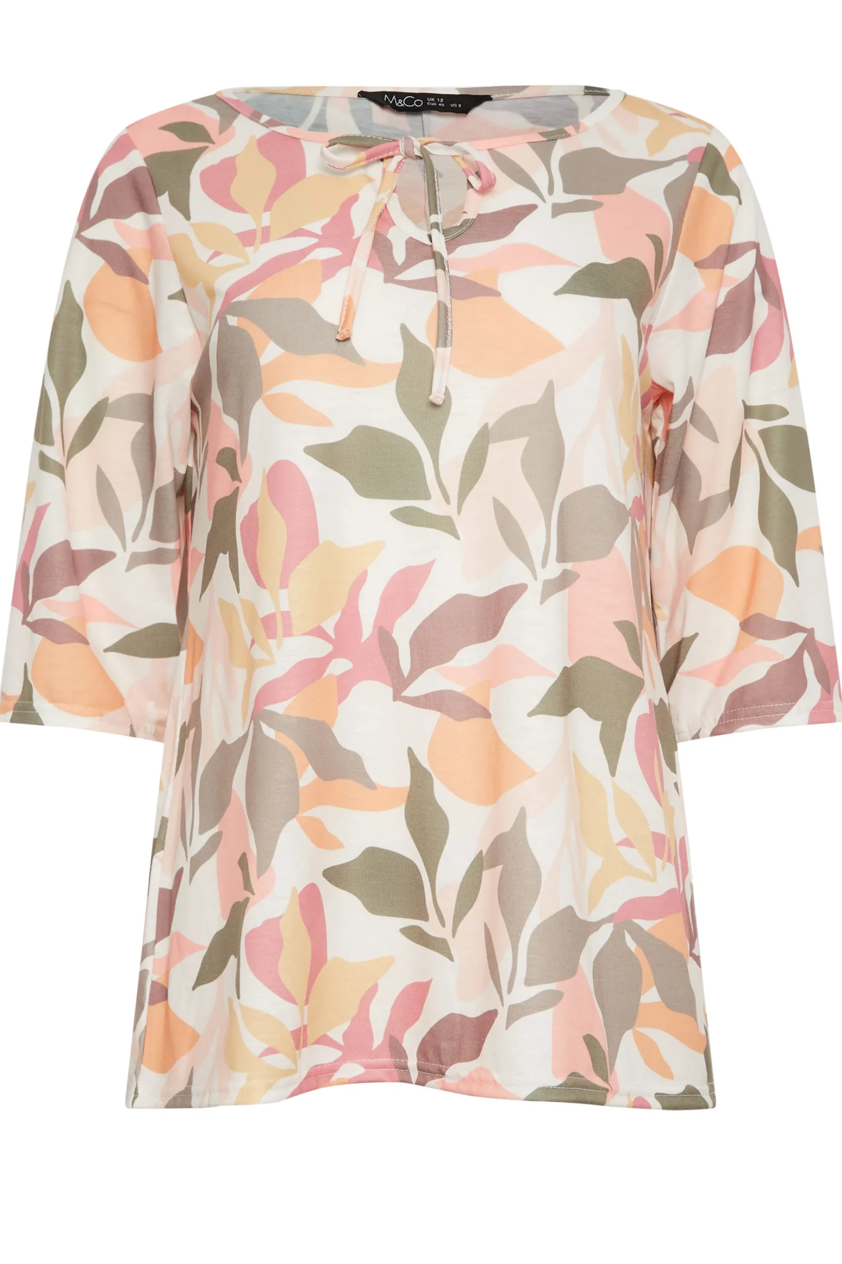 M&Co Womens M&Co Beige Brown Floral Tie Front Top