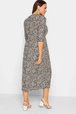 M&Co Womens M&Co Beige Brown Leopard Print Button Through Midaxi Dress